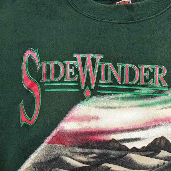 Vintage 90’s Harley Davidson Green RARE Side Winder Snake Crewneck Size Large - Picture 6 of 10